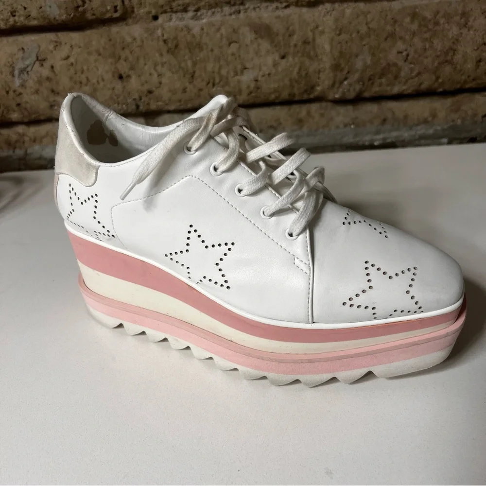 Stella McCartney White and Pink Star Platforms